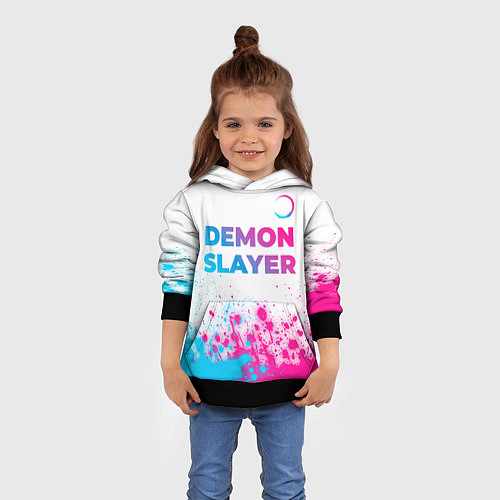 Детская толстовка Demon Slayer neon gradient style: символ сверху / 3D-Черный – фото 4