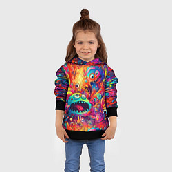 Толстовка-худи детская Кислотные чудики, цвет: 3D-черный — фото 2