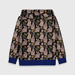 Толстовка-худи детская Зайцы и пижма, цвет: 3D-синий