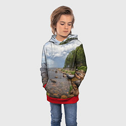 Толстовка-худи детская Лодка на Ладоге, цвет: 3D-красный — фото 2