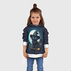 Толстовка-худи детская Кот ведьмы - Хэллоуин, цвет: 3D-белый — фото 2