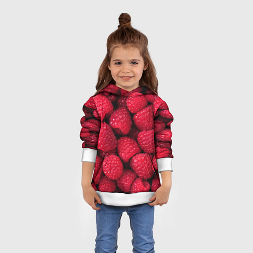 Детская толстовка Малина - паттерн / 3D-Белый – фото 4