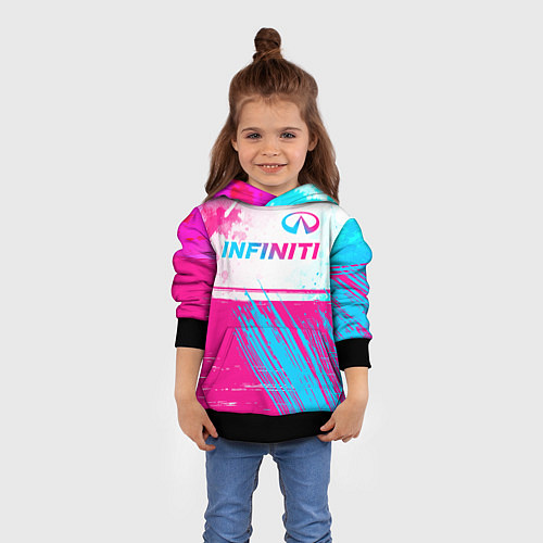 Детская толстовка Infiniti neon gradient style: символ сверху / 3D-Черный – фото 4