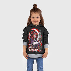 Толстовка-худи детская Кокушибо первая луна - Клинок демонов, цвет: 3D-меланж — фото 2