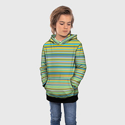 Толстовка-худи детская Горизонтальные разноцветные полосы, цвет: 3D-черный — фото 2