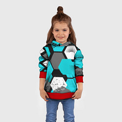 Толстовка-худи детская Шестиугольники абстрактный фон, цвет: 3D-красный — фото 2