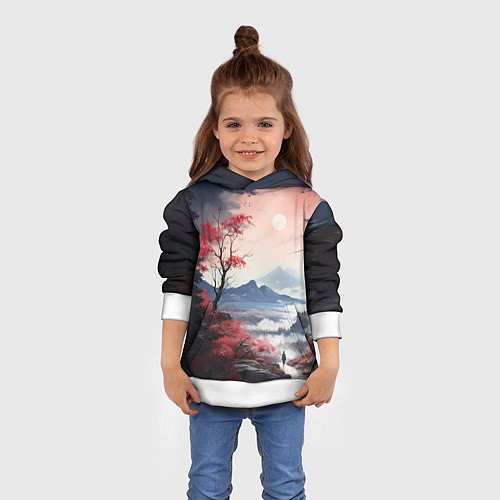 Детская толстовка Луна над горами / 3D-Белый – фото 4