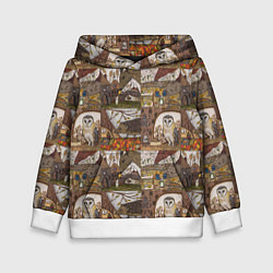 Толстовка-худи детская Рисунки коллаж, цвет: 3D-белый