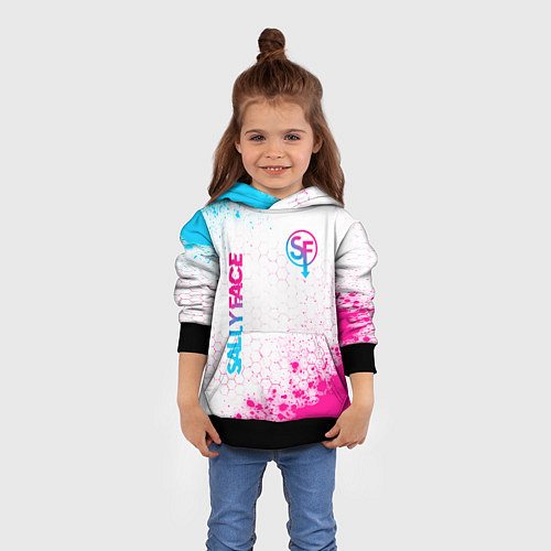 Детская толстовка Sally Face neon gradient style: надпись, символ / 3D-Черный – фото 4