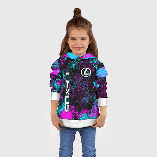 Детская толстовка Lexus - неоновые брызги / 3D-Белый – фото 4