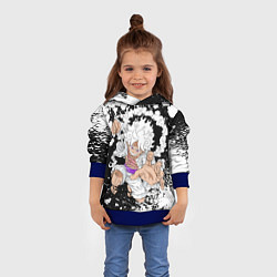 Толстовка-худи детская Луффи из Ван Пис - Gear 5, цвет: 3D-синий — фото 2