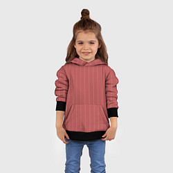 Толстовка-худи детская Серьёзный тёмно-коралловый полосы, цвет: 3D-черный — фото 2