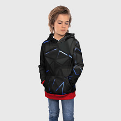 Толстовка-худи детская Black texture neon line, цвет: 3D-красный — фото 2