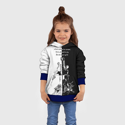 Детская толстовка Хината и мяч - аниме волейбол / 3D-Синий – фото 4