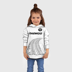 Толстовка-худи детская Daewoo speed на светлом фоне со следами шин: симво, цвет: 3D-белый — фото 2