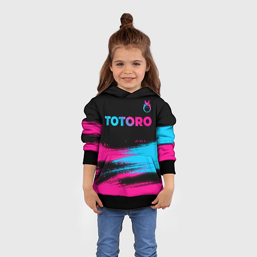 Детская толстовка Totoro - neon gradient: символ сверху / 3D-Черный – фото 4