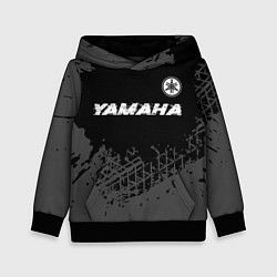 Детская толстовка Yamaha speed на темном фоне со следами шин: символ