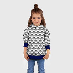 Толстовка-худи детская Ромбы из черных треугольников, цвет: 3D-синий — фото 2
