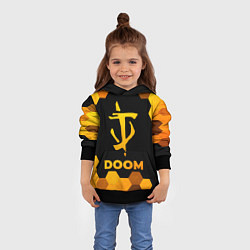 Толстовка-худи детская Doom - gold gradient, цвет: 3D-черный — фото 2
