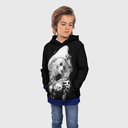 Толстовка-худи детская Ведьма в белой треуголке, цвет: 3D-синий — фото 2