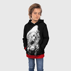 Толстовка-худи детская Ведьма в белой треуголке, цвет: 3D-красный — фото 2