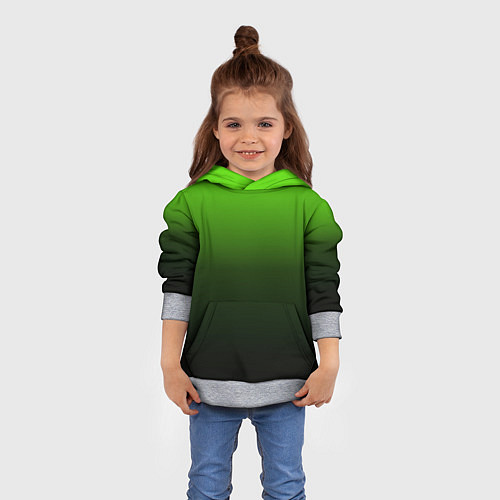 Детская толстовка Градиент ядовитый зеленый - черный / 3D-Меланж – фото 4