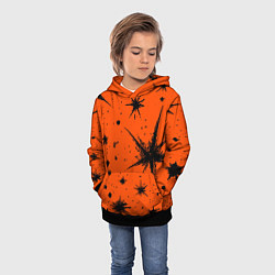 Толстовка-худи детская Огненный оранжевый абстракция, цвет: 3D-черный — фото 2