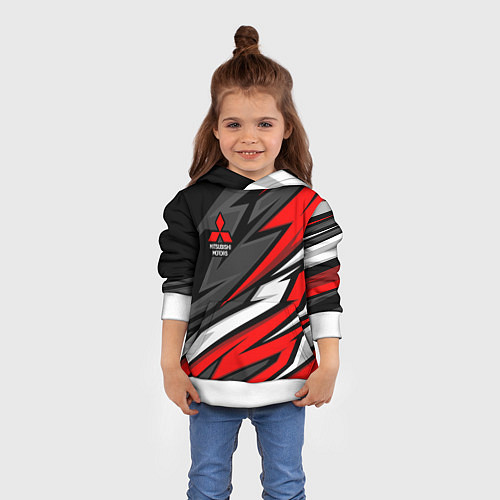 Детская толстовка Митсубиси - красный спортивный / 3D-Белый – фото 4