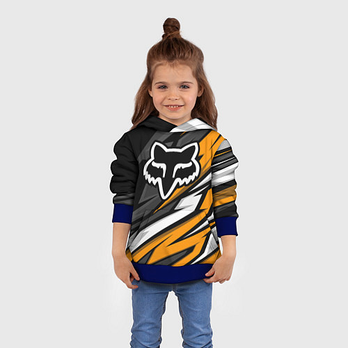 Детская толстовка Fox motocross racing - orange / 3D-Синий – фото 4