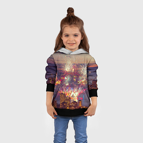 Детская толстовка Салют в ночном небе / 3D-Черный – фото 4