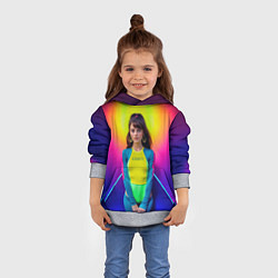 Толстовка-худи детская Девушка гимнастка в неоновом зале, цвет: 3D-меланж — фото 2