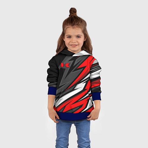 Детская толстовка Kawasaki - red uniform / 3D-Синий – фото 4