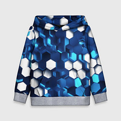 Толстовка-худи детская Cyber hexagon Blue, цвет: 3D-меланж