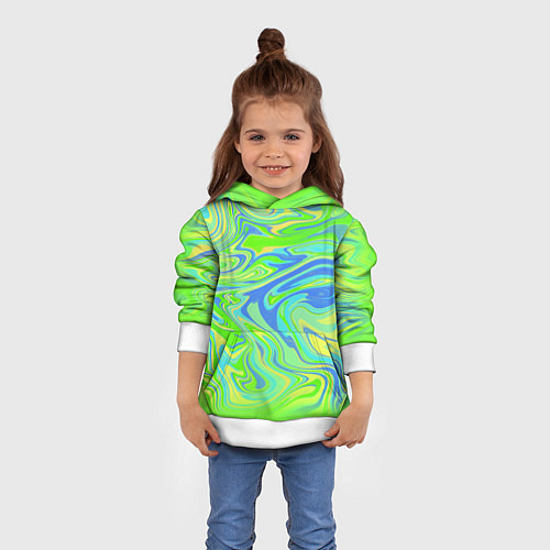 Детская толстовка Неоновая абстракция волны / 3D-Белый – фото 4