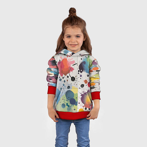 Детская толстовка Colorful blots - vogue - abstraction / 3D-Красный – фото 4