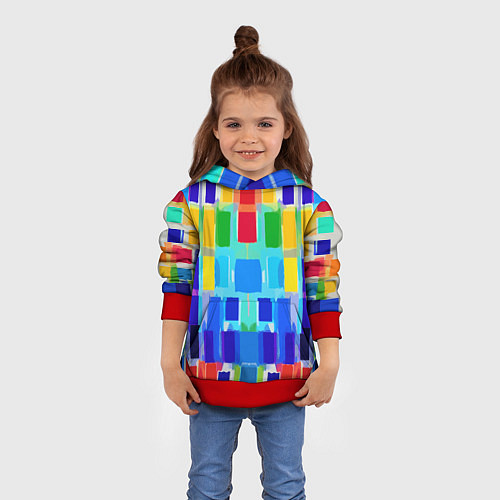 Детская толстовка Colorful strips - pop art - vogue / 3D-Красный – фото 4