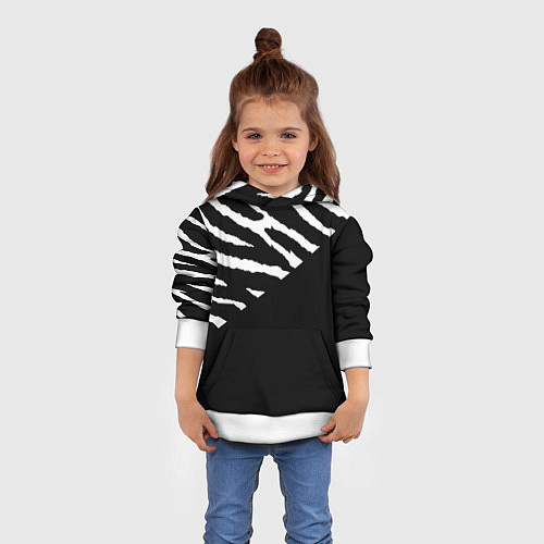 Детская толстовка Полосы зебры с черным / 3D-Белый – фото 4