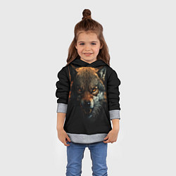 Толстовка-худи детская Оскал дикого волка, цвет: 3D-меланж — фото 2