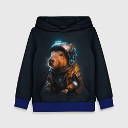 Толстовка-худи детская Cool capybara - cyberpunk - neural network, цвет: 3D-синий
