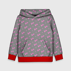 Толстовка-худи детская Паттерн - Барби и серый фон, цвет: 3D-красный