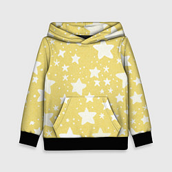 Толстовка-худи детская Большие звёзды жёлтый, цвет: 3D-черный