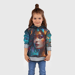 Толстовка-худи детская Фантастическая женщина и брызги краски, цвет: 3D-меланж — фото 2