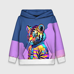 Толстовка-худи детская Cool tiger cub - pop art, цвет: 3D-белый