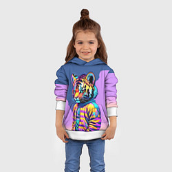 Толстовка-худи детская Cool tiger cub - pop art, цвет: 3D-белый — фото 2