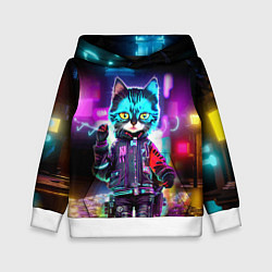 Детская толстовка Cool kitten - cyberpunk - neon glow