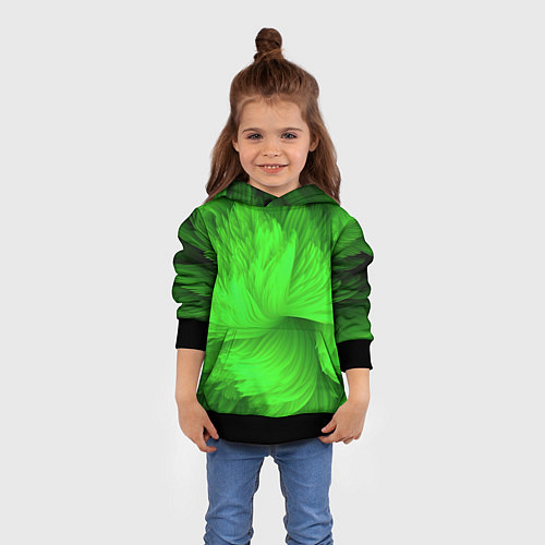 Детская толстовка Зеленая объемная абстракция / 3D-Черный – фото 4