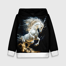 Толстовка-худи детская Конь Белая молния, цвет: 3D-белый