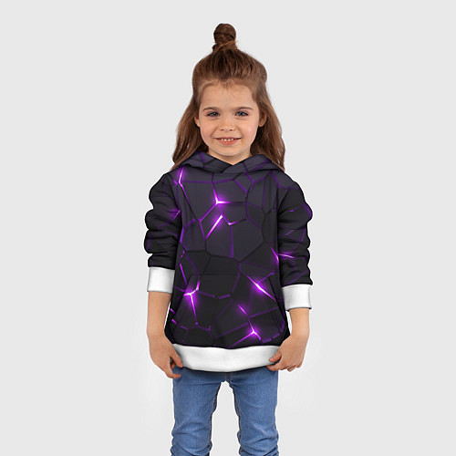 Детская толстовка Неоновые плиты с фиолетовым свечением / 3D-Белый – фото 4