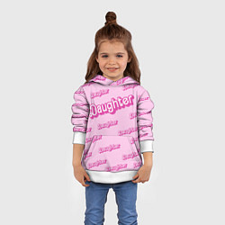 Толстовка-худи детская Дочь в стиле барби - розовый паттерн, цвет: 3D-белый — фото 2
