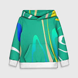 Толстовка-худи детская Абстрактное изображение, линии, цвет: 3D-белый